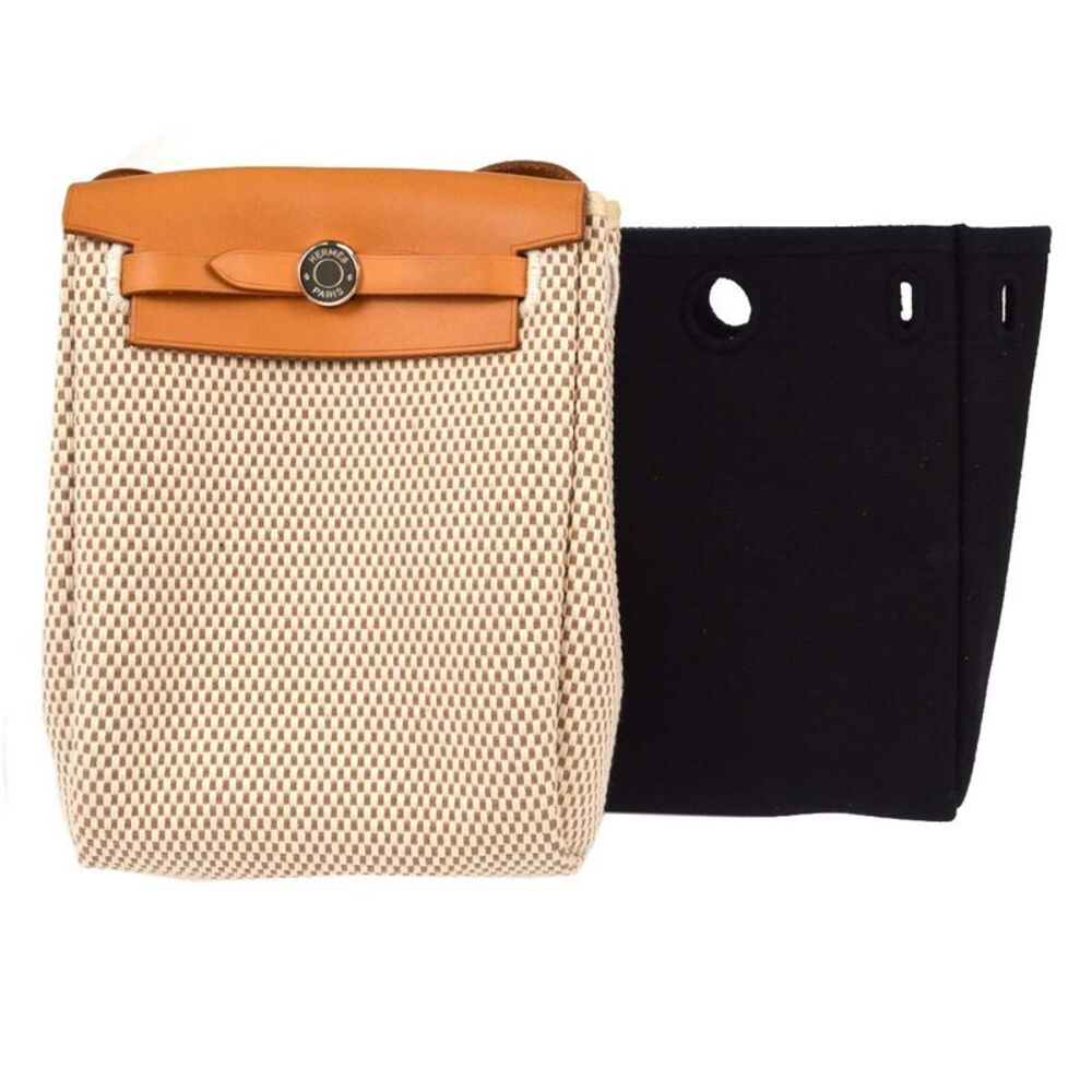 Hermes Herbag Toile And Leather Beige Canvas Handbag